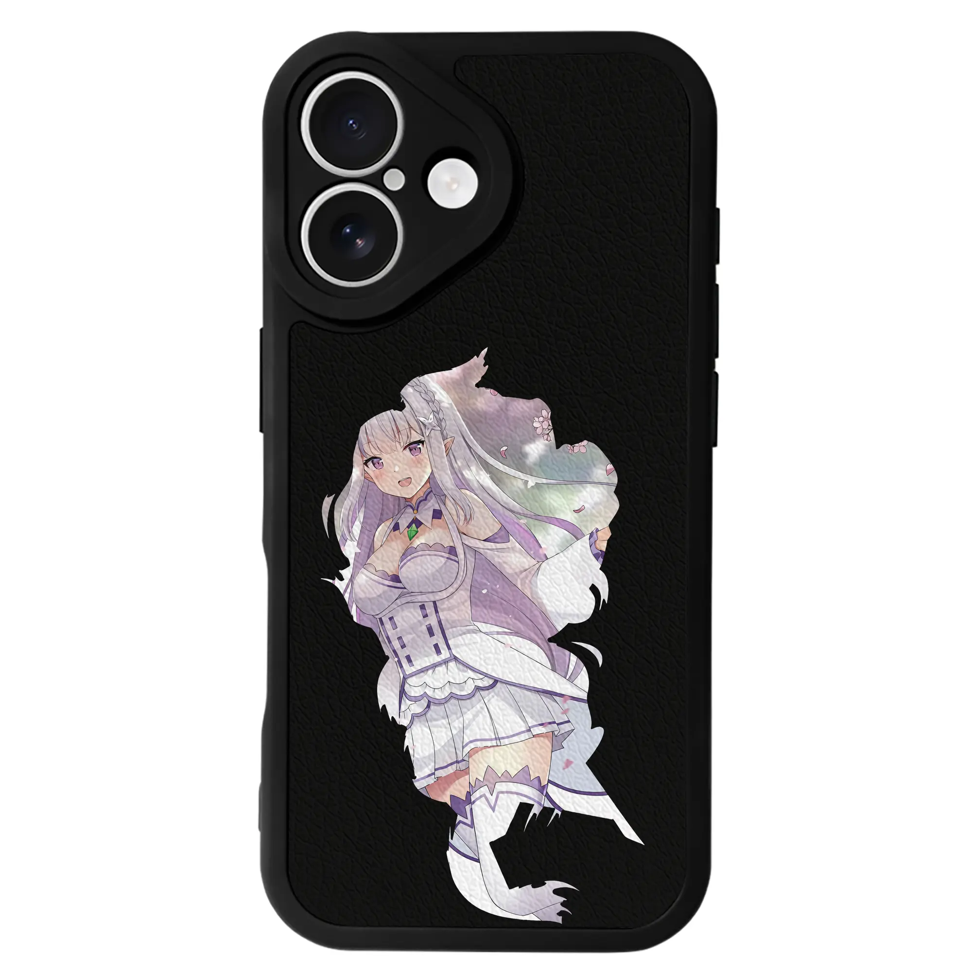 リゼロ グッズ エミリア - IPhone 16シリーズ対応 ・ シリコンスマホケース ・ レザー調 ・ 高精度フィット ・ 耐衝撃 ・ ワイヤレス充電対応 ・ 精密カット